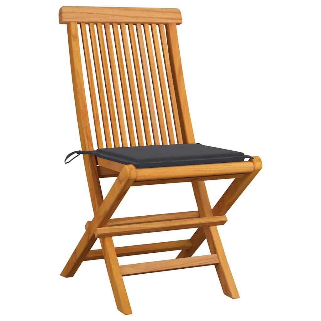 vidaXL Garden Chairs with Anthracite Cushions 6 pcs Solid Teak Wood