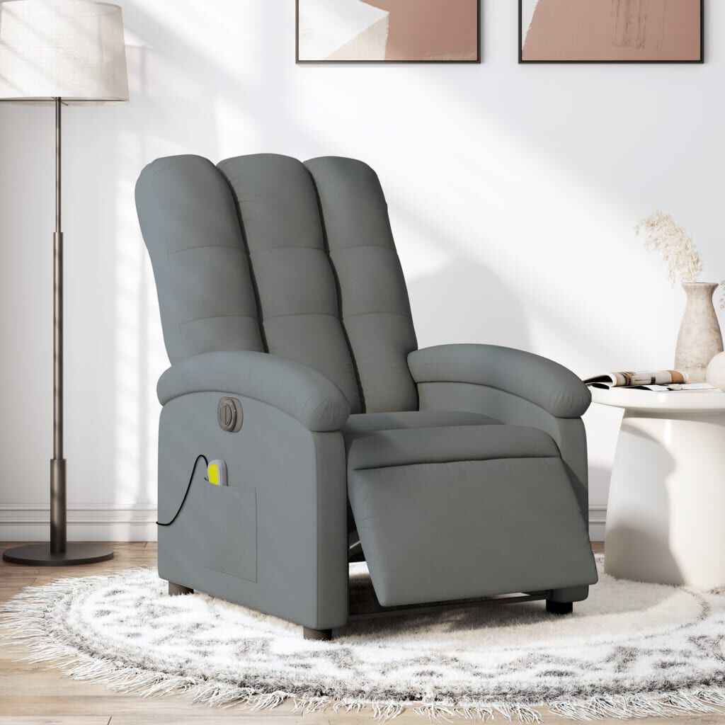 vidaXL Electric Massage Recliner Chair Dark Grey Fabric