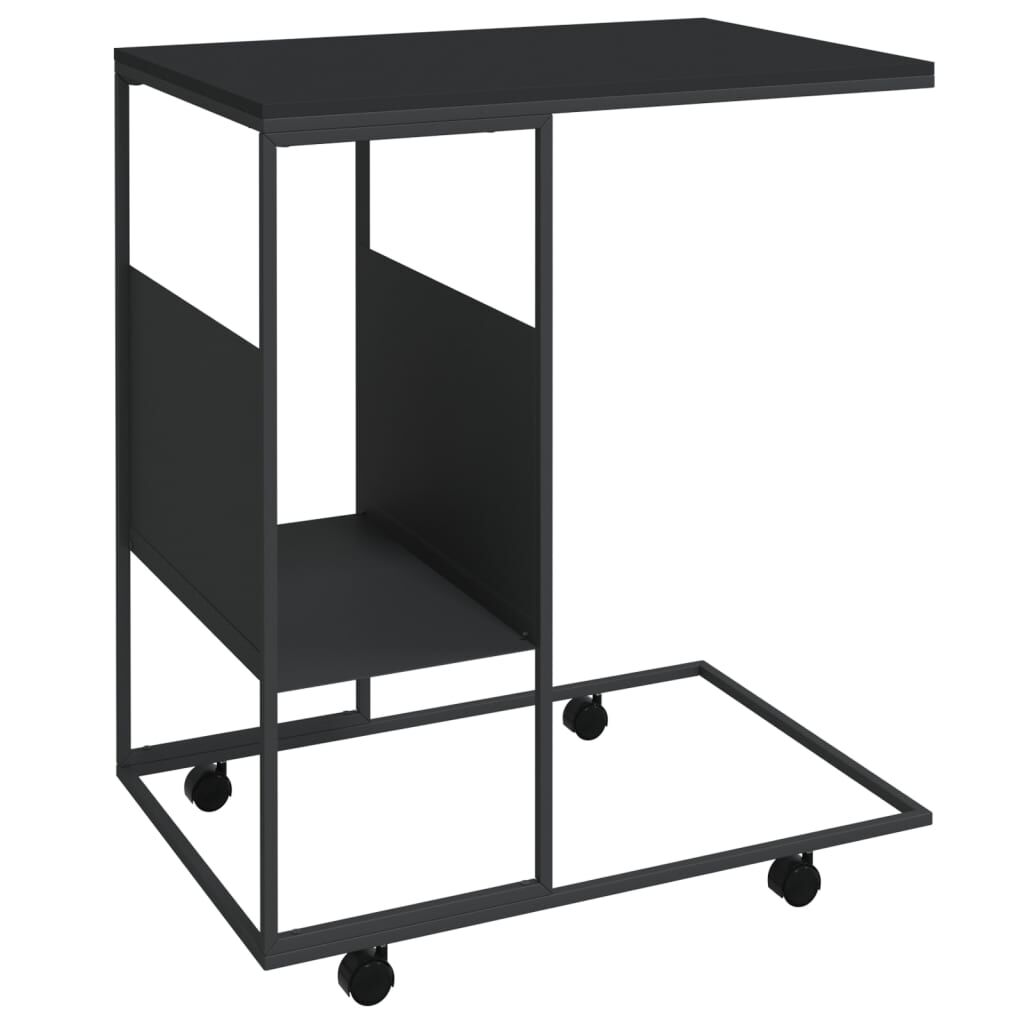 vidaXL Side Table with Wheels Black 55x36x63.5 cm Engineered Wood