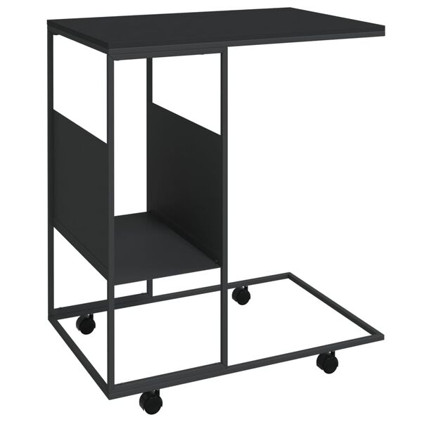 vidaXL Side Table with Wheels Black 55x36x63.5 cm Engineered Wood