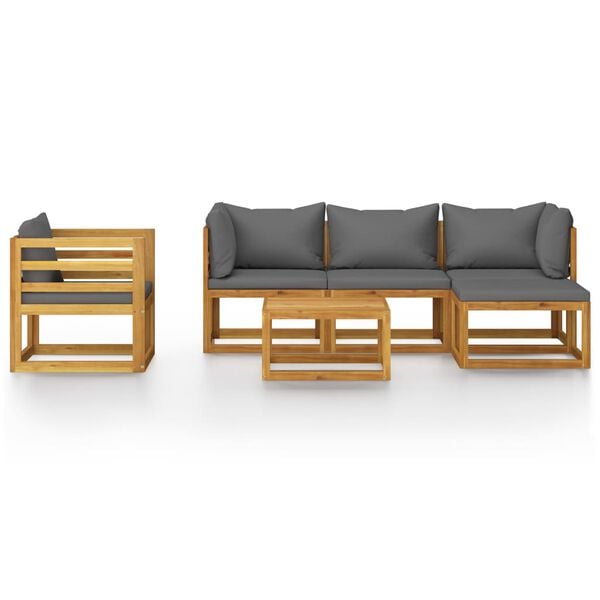 vidaXL 6 Piece Garden Lounge Set with Cushion Solid Acacia Wood