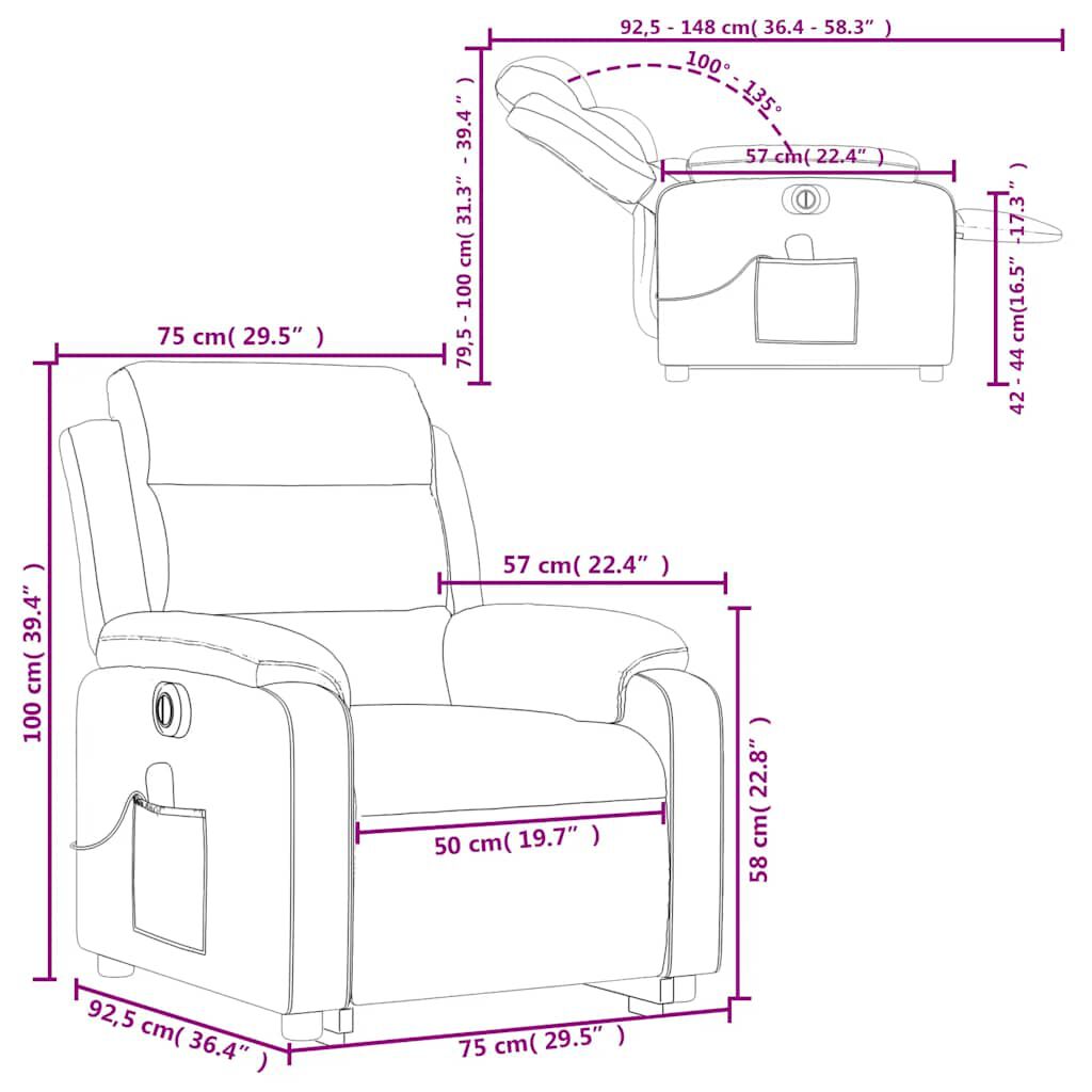 vidaXL Electric Stand up Massage Recliner Chair Dark Green Velvet