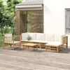 vidaXL 7 Piece Garden Lounge Set with Cream White Cushions Bamboo