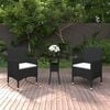 vidaXL 3 Piece Garden Dining Set Poly Rattan Black