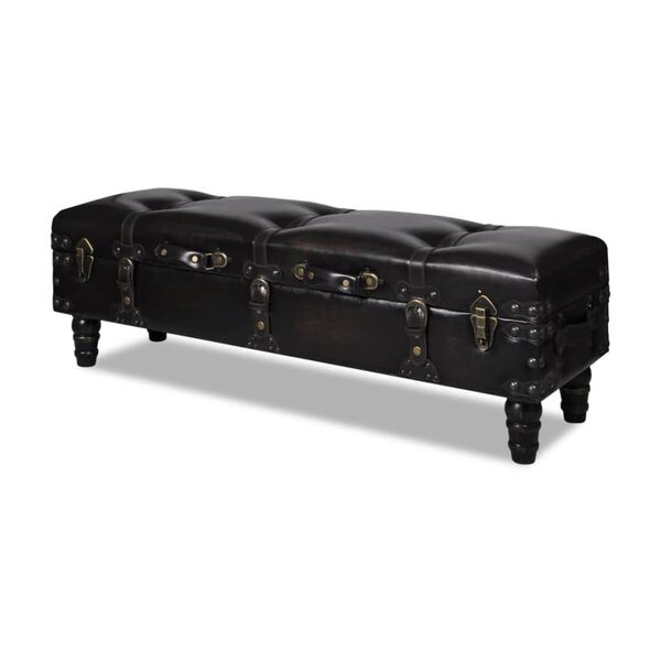 vidaXL Storage Bench 111 cm Dark Brown Solid Wood Pine&Faux Leather
