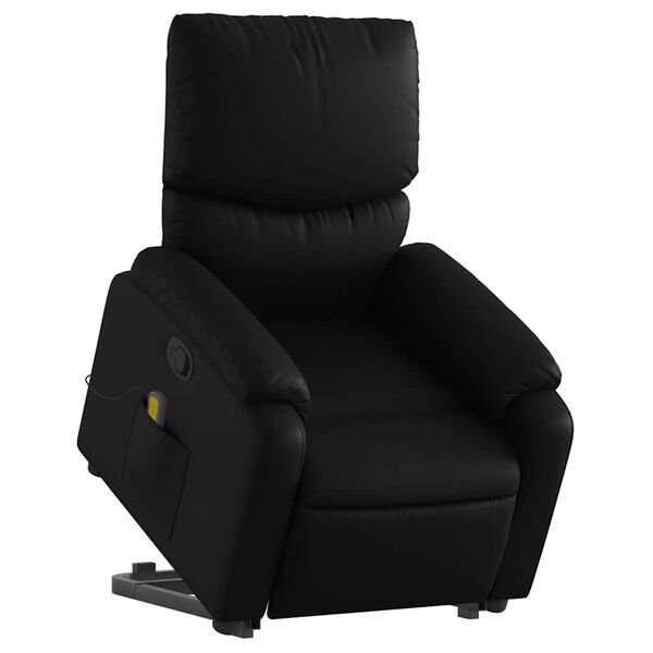 vidaXL Stand up Massage Recliner Chair Black Faux Leather
