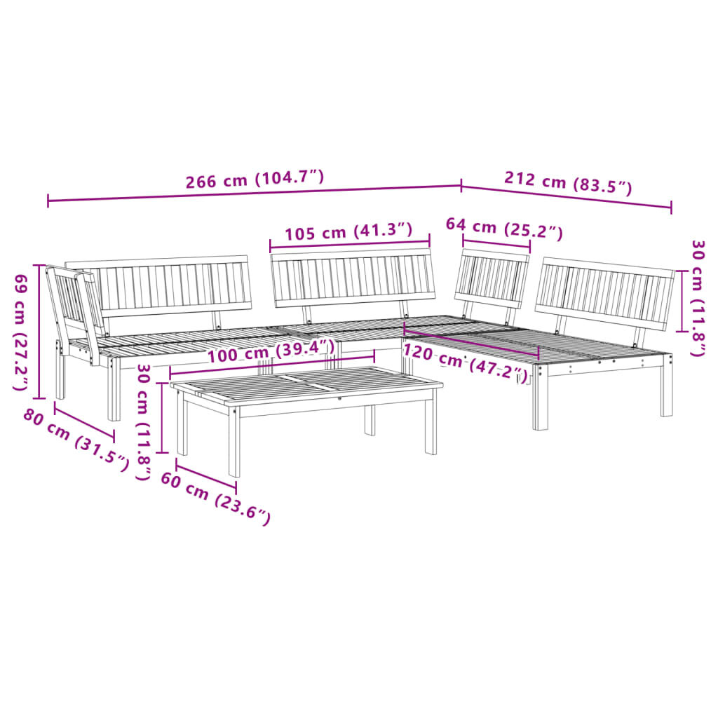 vidaXL 4 Piece Garden Pallet Sofa Set Solid Wood Acacia