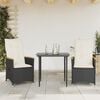 vidaXL Reclining Garden Chairs 2 pcs with Cushions Black Poly Rattan