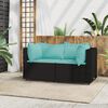 vidaXL Garden Corner Sofas with Cushions 2 pcs Black Poly Rattan