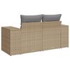 vidaXL Garden Sofa with Cushions 2-Seater Beige Poly Rattan
