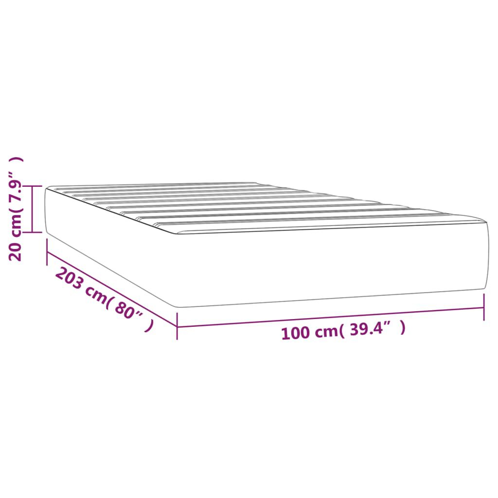 vidaXL Pocket Spring Bed Mattress Dark Grey 100x203x20 cm Twin XL Velvet