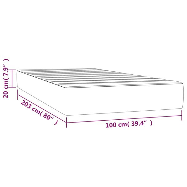 vidaXL Pocket Spring Bed Mattress Dark Grey 100x203x20 cm Twin XL Velvet