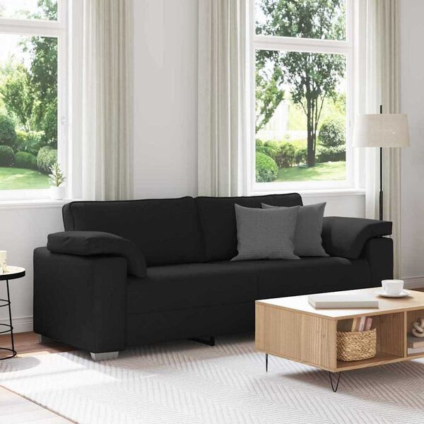 vidaXL Sofa with Cushion Black 219 x 77 x 82 cm Fabric