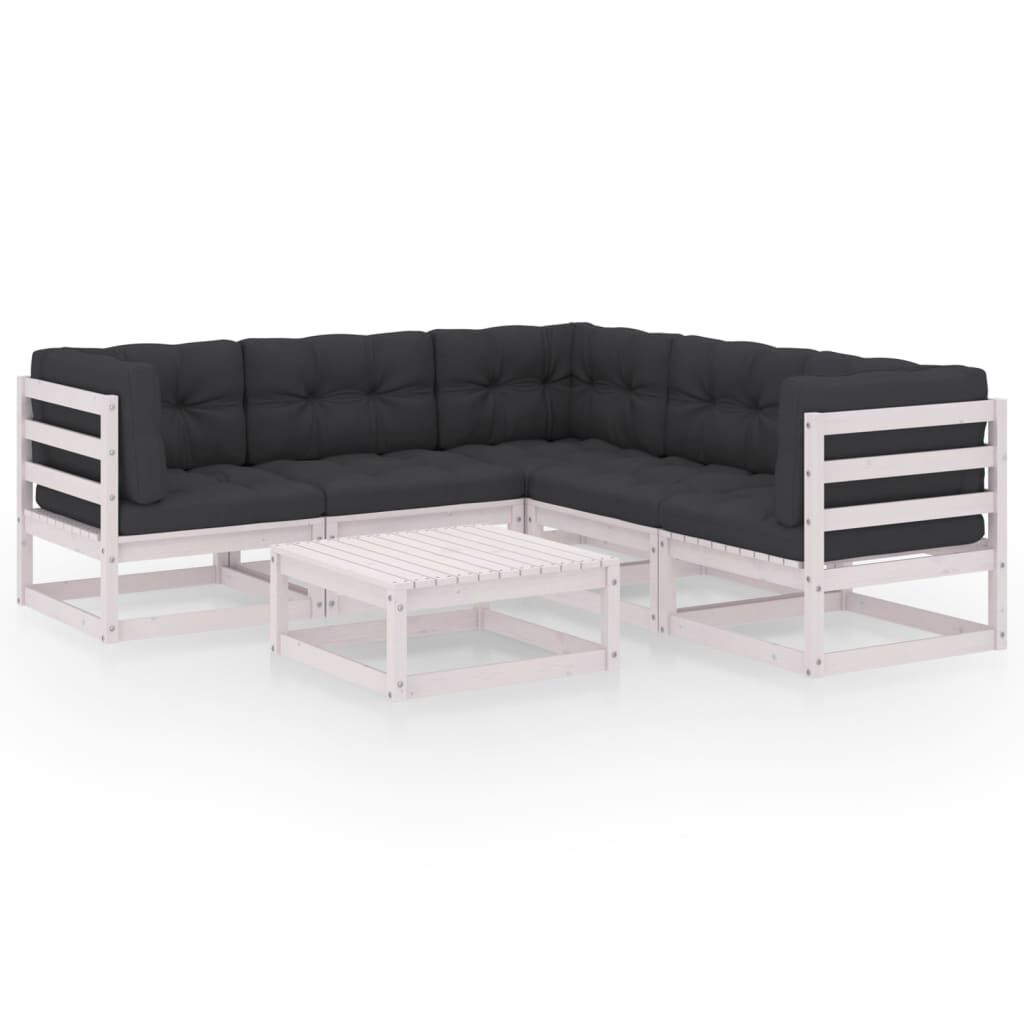 vidaXL 6 Piece Garden Lounge Set with Cushions Solid Pinewood