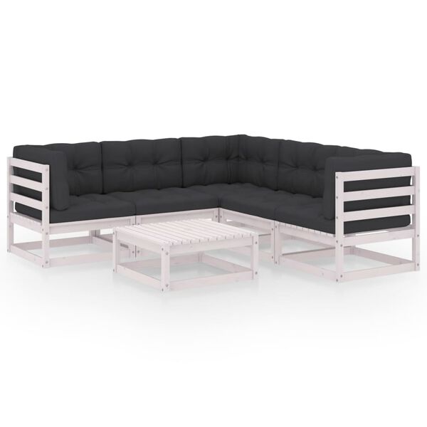 vidaXL 6 Piece Garden Lounge Set with Cushions Solid Pinewood