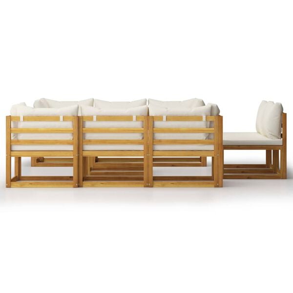 vidaXL 9 Piece Garden Lounge Set with Cushion Cream Solid Acacia Wood