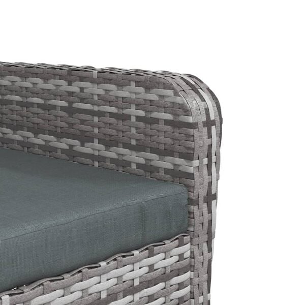 vidaXL Garden Chair with Footstool Grey Poly Rattan