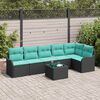 vidaXL Garden Sofa Set 7 pcs Black Poly Rattan