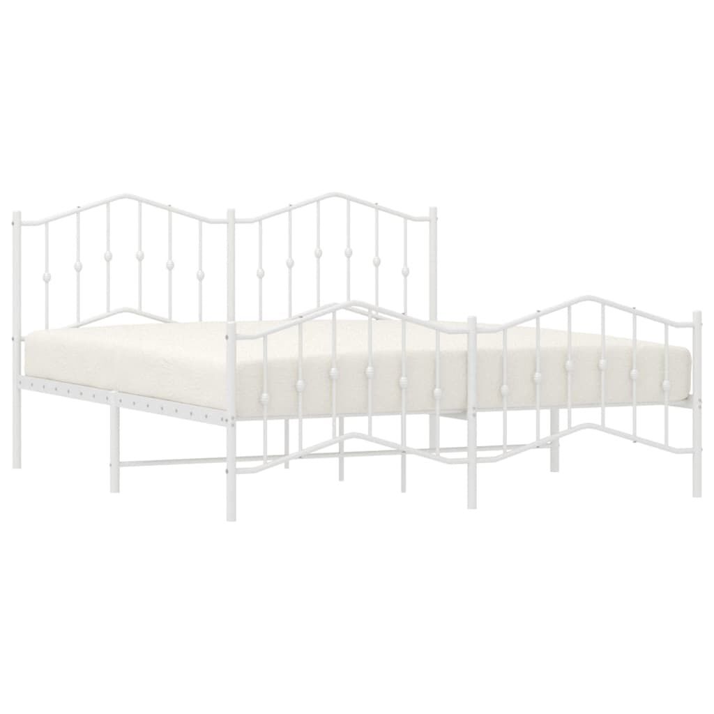 vidaXL Metal Bed Frame without Mattress with Footboard White 183x213cm