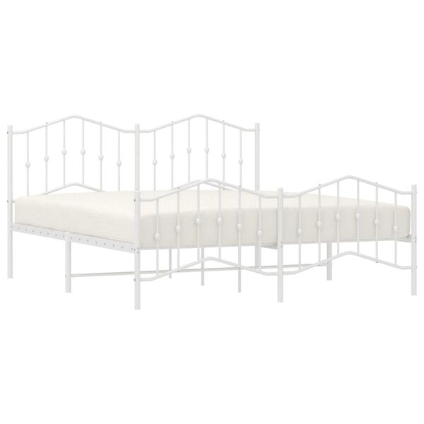 vidaXL Metal Bed Frame without Mattress with Footboard White 183x213cm