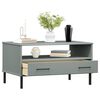 vidaXL Coffee Table with Metal Legs Grey 85x50x45 cm Solid Wood OSLO