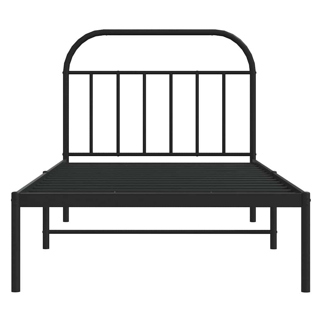 vidaXL Metal Bed Frame without Mattress with Headboard Black 100x200cm
