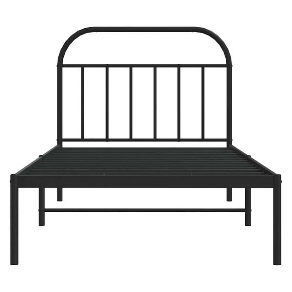 vidaXL Metal Bed Frame without Mattress with Headboard Black 100x200cm