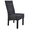 vidaXL Dining Chairs 2 pcs Black Kubu Rattan and Mahogany Wood