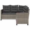 vidaXL Garden Sofa with Table&Cushions L-shaped Grey Poly Rattan