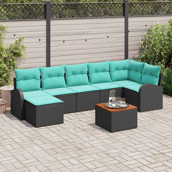 vidaXL Garden Sofa Set 8 pcs Black and turquoise