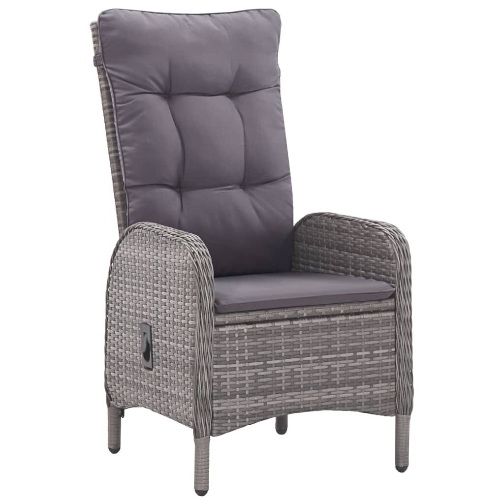 vidaXL 3 Piece Garden Bistro Set Poly Rattan and Glass Grey