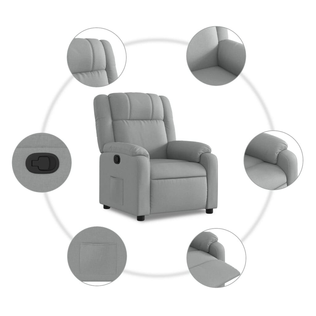 vidaXL Recliner Chair Light Grey Fabric