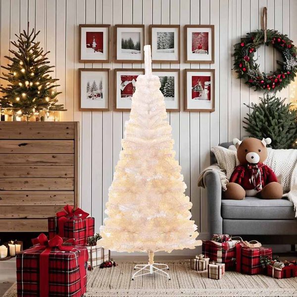 vidaXL Artificial Christmas Tree with Iridescent Tips White 180 cm PVC