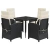 vidaXL 5 Piece Garden Dining Set with Cushions Black Poly Rattan