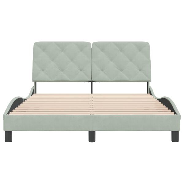 vidaXL Bed Frame without Mattress Light Grey 137x190 cm Velvet