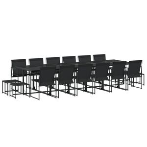 vidaXL 17 Piece Garden Dining Set Black Textilene