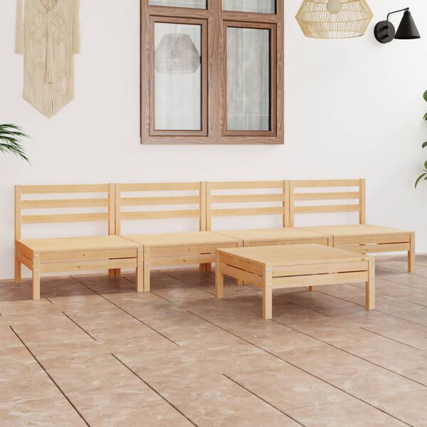 vidaXL 5 Piece Garden Lounge Set Solid Pinewood