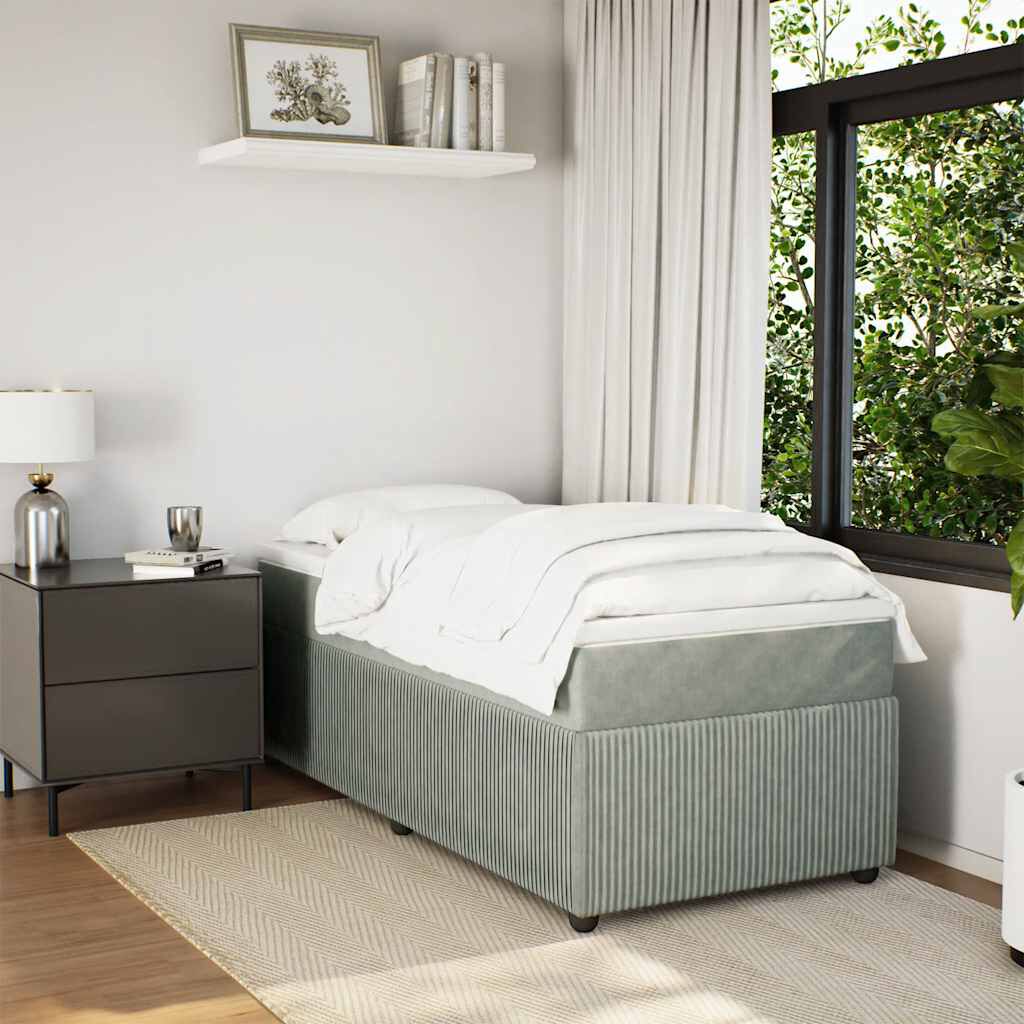 vidaXL Box Spring Bed with Mattress Light Grey Twin XL Velvet