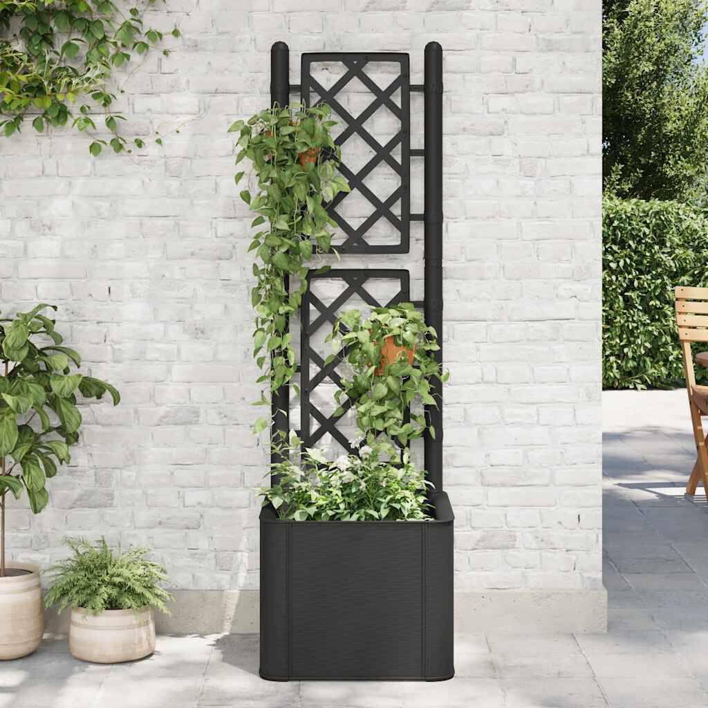 vidaXL Garden Raised Bed with Trellis and Self Watering System Anthracite