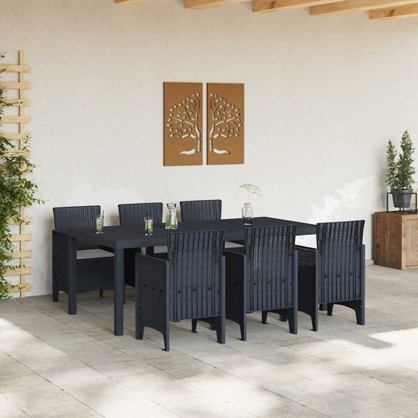 vidaXL Garden Dining Set 7 pcs Anthracite Polt rattan