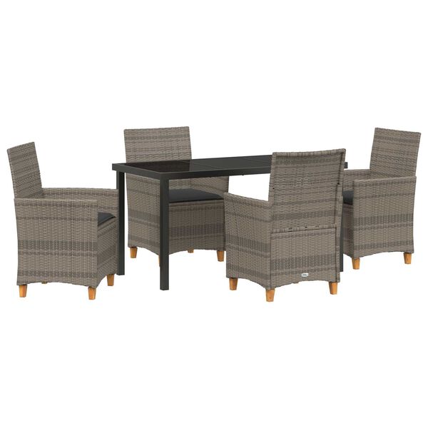vidaXL Garden Dining Set 5 pcs Grey Poly Rattan