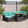 vidaXL 7 Piece Garden Sofa Set with Cushions Black Poly Rattan