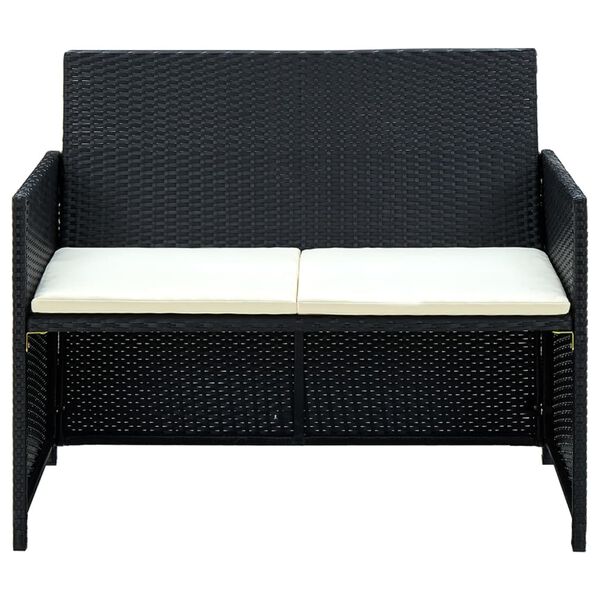 vidaXL 4 Piece Garden Lounge with Cushions Set Poly Rattan Black