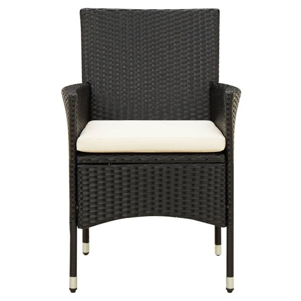 vidaXL 7 Piece Outdoor Dining Set with Cushions Poly Rattan Black