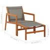 vidaXL Garden Chair with Footrest Grey Solid Eucalyptus Wood and Textilene