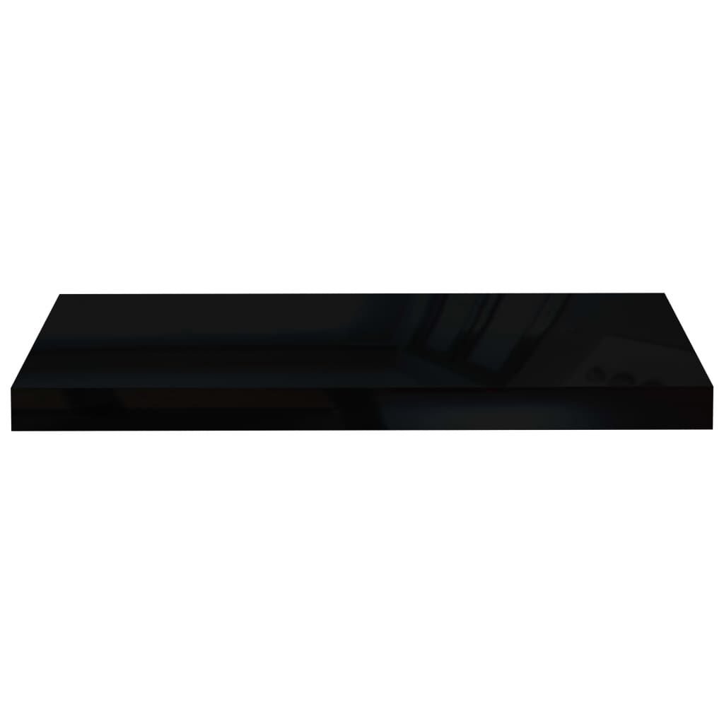 vidaXL Floating Wall Shelves 2 pcs High Gloss Black 60x23.5x3.8 cm MDF