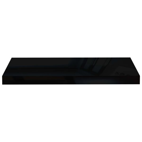 vidaXL Floating Wall Shelves 2 pcs High Gloss Black 60x23.5x3.8 cm MDF