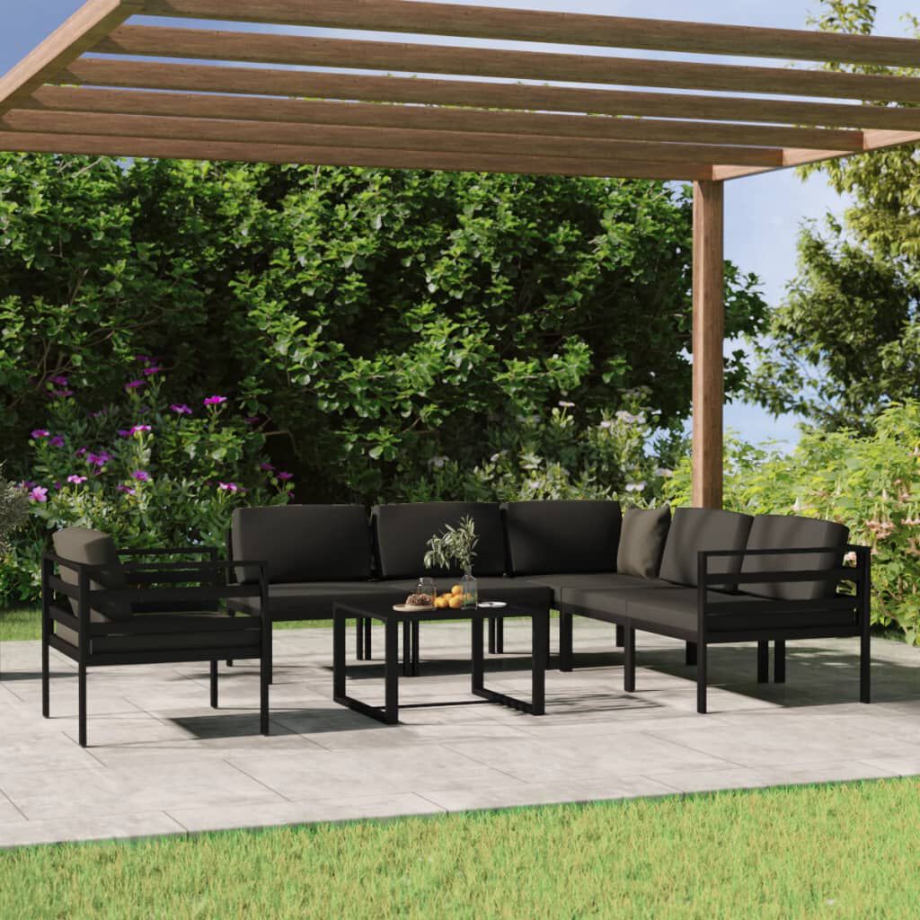 vidaXL 7 Piece Garden Lounge Set with Cushions Aluminium Anthracite