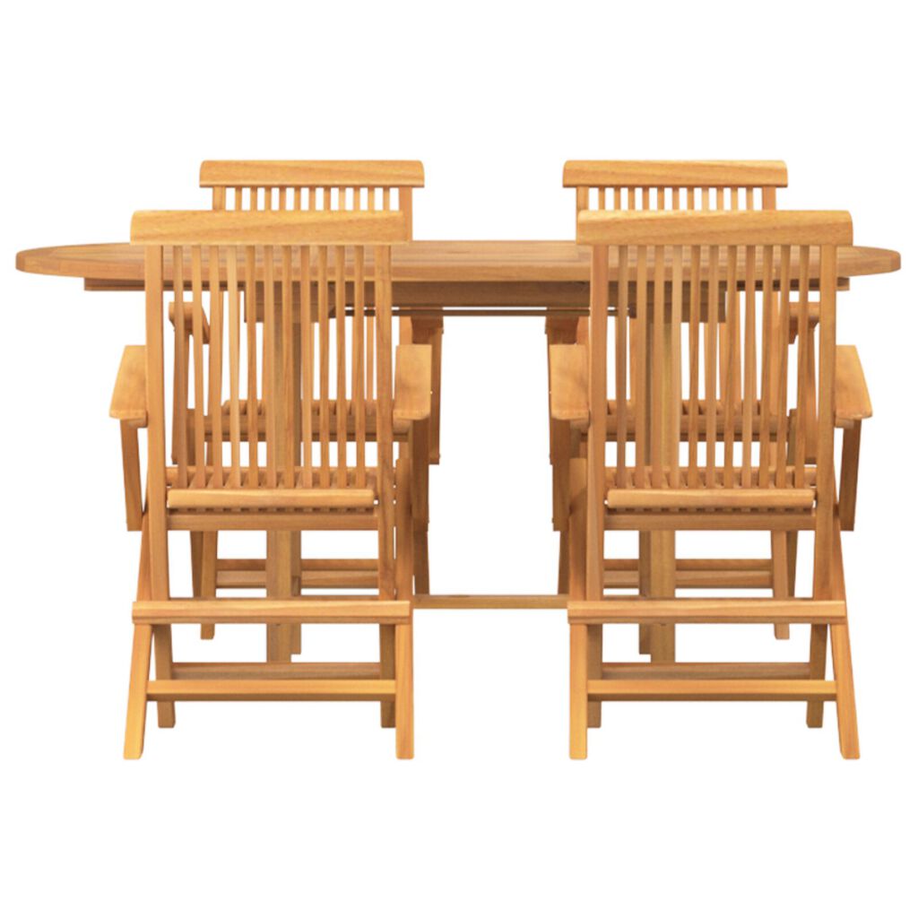 vidaXL 5 Piece Garden Dining Set Solid Wood Teak