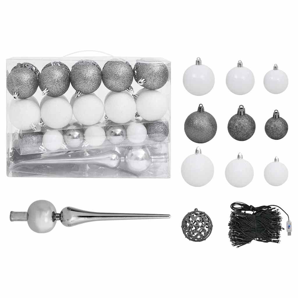 vidaXL Slim Pre-lit Christmas Tree with Ball Set&Flocked Snow Green 120cm